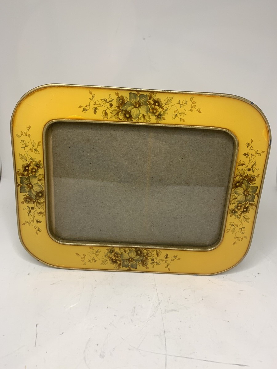Vtg MCM Bucklers Enamel Gold Floral Picture Frame 5