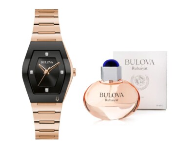Bulova Women's Quartz Rose Gold Stainless Steel Diamond Gemini Watch 30MM 97P158