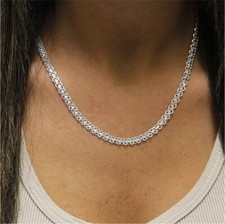 Italian Made 925 Sterling Silver 5mm Flat Bismark Chain Necklace Choker 20 Inch Italian Made 925 Sterling Silver 5mm Flat Bismark Chain Necklace Choker 20 Inch