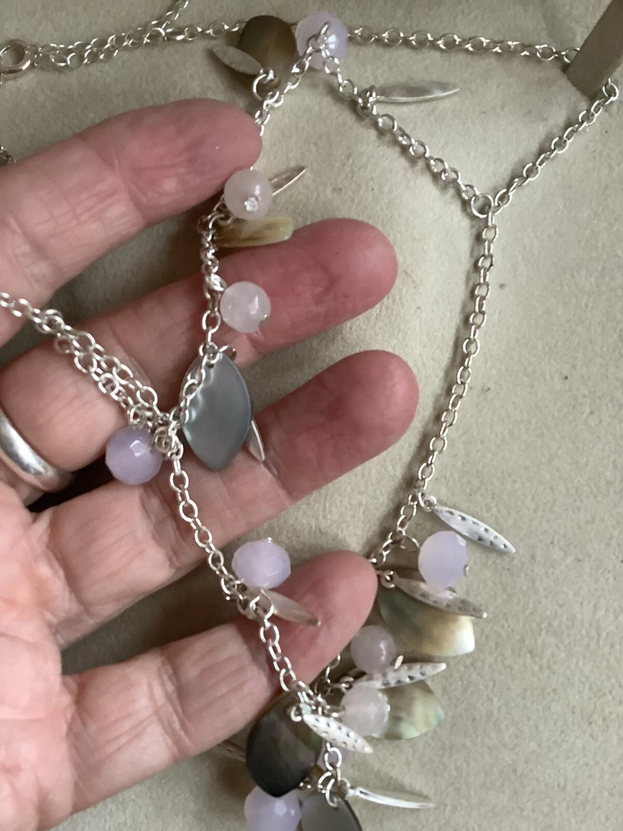 Laura Ashley Necklace Two Strand Pink White Silver Tone