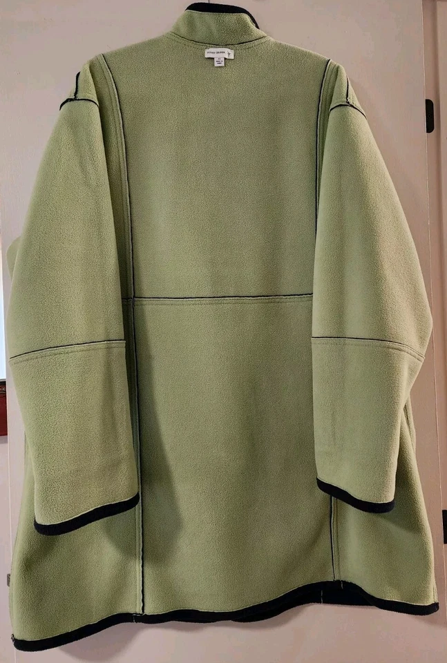 Susan Graver Women's 2XL Reversible Fleece Button Up Coat Blue & Lime Green  - Image 4 of 4