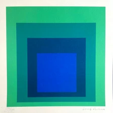 Josef Albers Lithograph Original COA Numbered By Hand Signed O.P. Stamp