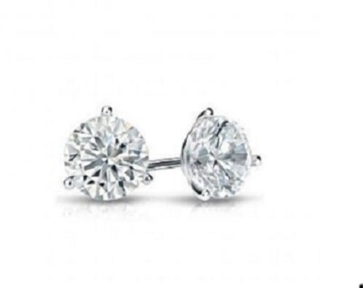 PLATINUM CT Cubic Zirconia CZ MARTINI SETTING STUDS EARRINGS