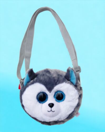 Ty Husky Dog Beanie Boo Girl's Plush Crossbody Purse Gray/White /Blue/Black