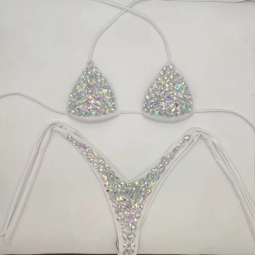 Conjunto de bikini de diamantes traje de baño vendaje push up estrás piedras brillantes traje de baño - Imagen 22 de 28