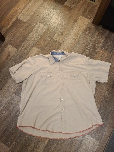 Wrangler Wrancher Men’s XXL Short Sleeve Button Up Pearl Snap Shirt