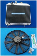 3 Row Full Aluminum Radiator +Fan For 1941-1952 Jeep Willys 51 50 49 48 47 46 45