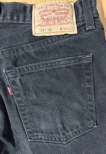 Vintage Herren Levi’s 591 Regular Straight Button Fly Schwarz Denim Jeans, W34 L32 - Bild 5 von 8