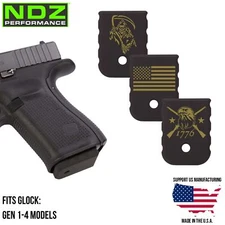NDZ Glock 17 19 26 Gen 1-4 Brass Magazine Base Plate Heavy Weight Cerakote Black