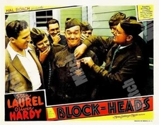 LAUREL AND HARDY in BLOCKHEADS 1938 STAN GETS MEDAL 11 X 14  LOBBY CARD POSTER