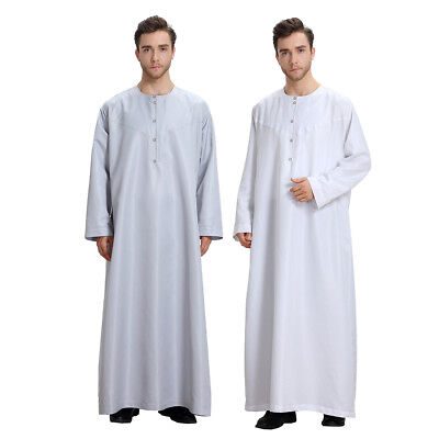 Clothes Herren Islamic Arab Kaftan Long Ärmel Baumwolle Dubai Long Hemd Dress