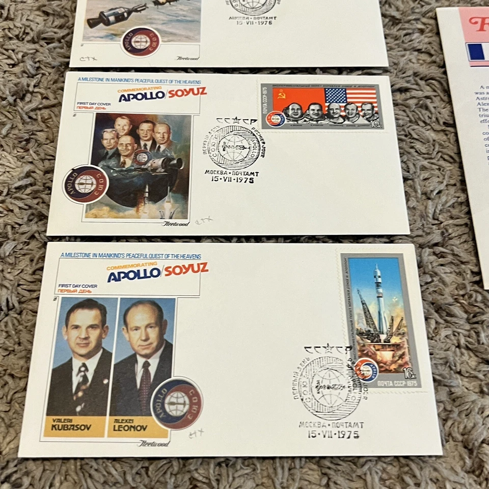 1975 RUSSIA FLEETWOOD LOT OF THREE APOLLO SOYUZ FIRST DAY COVERS FIRS DAY FOCUS - Image 4 of 4