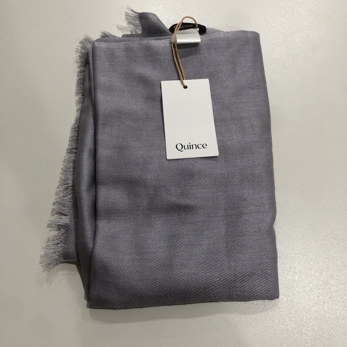 Quince Women's Grey Featherweight Cashmere Silk Frayed Edge Quince Women's Grey Featherweight Cashmere Silk Frayed Edge