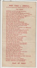 PORT VALE v ARSENAL - 1927 4th RND. ENGLISH CUP - CARD