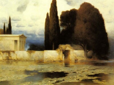 Oil painting Ferdinand_Keller-A_classical_landscape free shipping cost