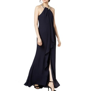 calvin klein draped chiffon halter gown