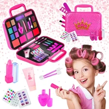 Kids Makeup Kit for Girl - Real, Non Toxic Makeup for Kids Kit with Remover, Was