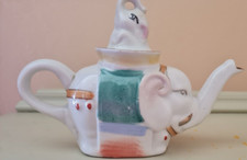 Ceramic Elephant Tea Pot colorful gold Made in China collectable  ADORABLE
