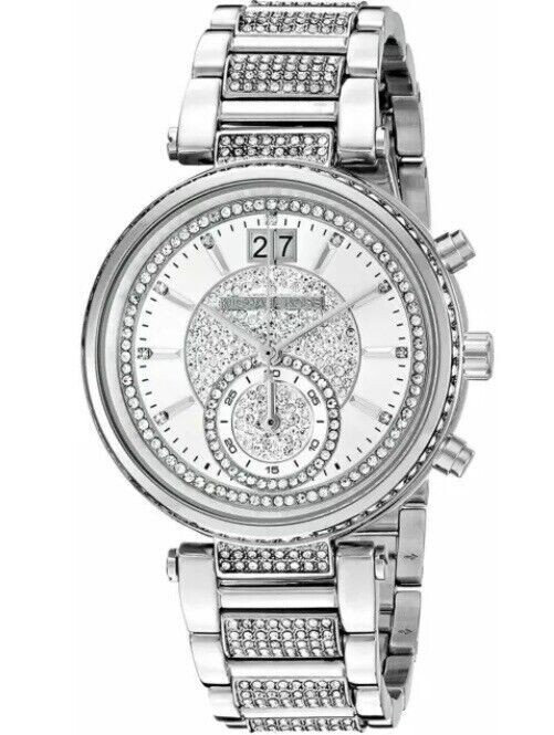 Michael Kors Sawyer Chronograph Glitz Silver Diamond Women display picture 2