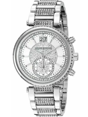 Michael Kors Sawyer Silver dial two tone chronograph women’s Michael Kors Sawyer Silver dial two tone chronograph women main image 4