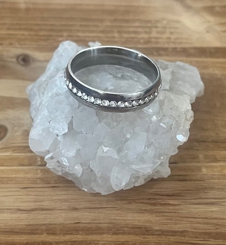 Hochwertiger massiver Silber Wolfram mit Kristallen Unisex Bandring - 6 mm Breite - Neu - Bild 10 von 23