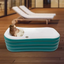 Folding PVC Bathtub 250L Portable Shower Tub Outdoor Home Spa Bath Tub for Adult