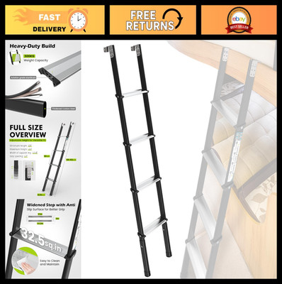660lbs Heavy-Duty Adjustable Bunk Bed Ladder, 8 Levels, Anti-Slip Steel Frame, F