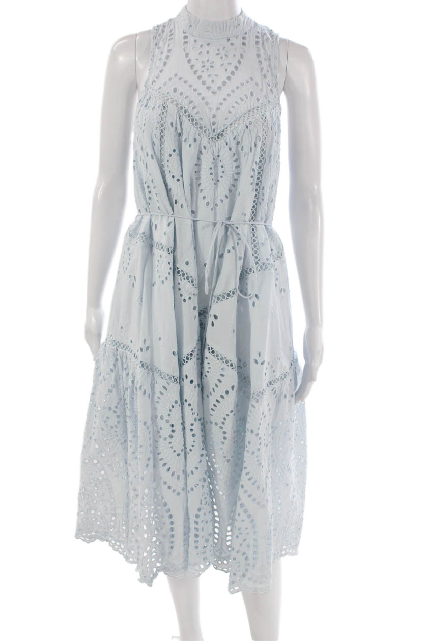 Zimmermann Women Sundress Blue Geometric High Neck Sleeveless Size 2Free Shipping in US $100+ Orders | $6.95 Orders Below