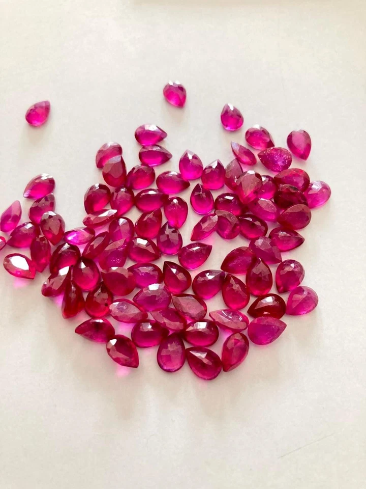 6x4 mm Natural Ruby Pear Cut Lot 20 Pcs 10.80 Cts Calibrated Loose Gemstones GF - Image 2 of 3