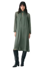 Aritzia Wilfred Gallerina Dress Chiffon Mock Neck Midi Dress Green xs $168 NWT