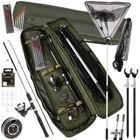 COMPLETE FISHING SET ROD AND REEL STARTER SET TRAVEL BAG FLOATS SHOT NET HOOKS