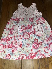 Mini Boden Floral Polka Dot Print Dress with Pockets Girls Sleeveless Size 3-4