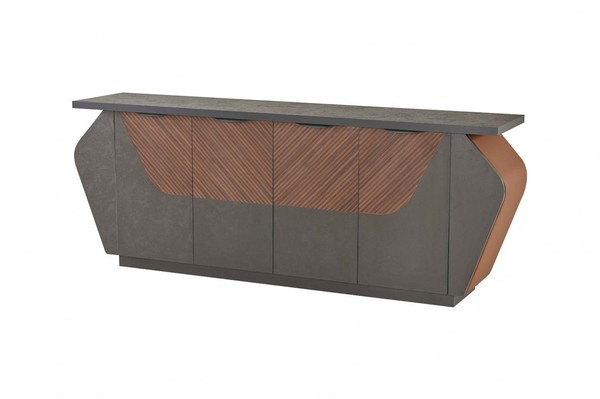 Sideboard Aktenschrank Arbeitszimmer Grau Braun Zweifarbig Modern Stil-image