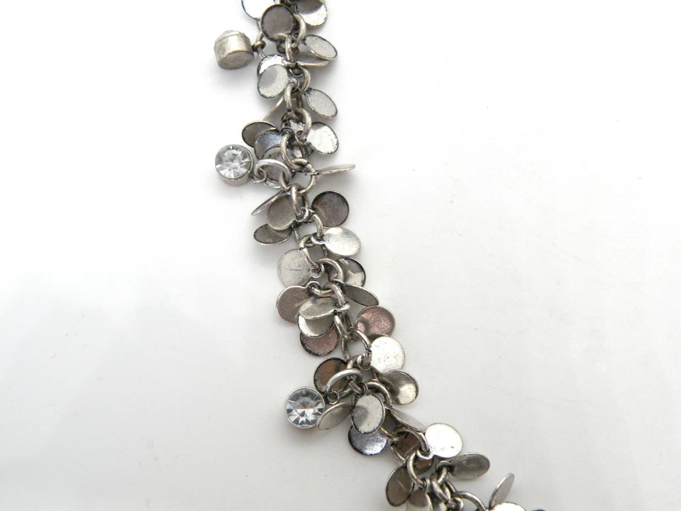 JK Jewel Kade Signed Circle Cluster Charms Crystal Ribbon Silver Women Necklace - Image 2 of 4