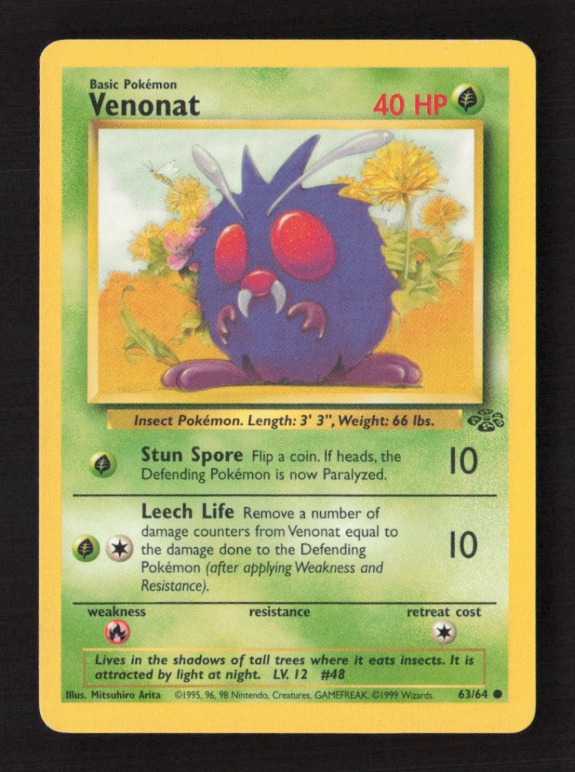 Venonat Common Unlimited Jungle 63/64 NM Pokémon TCG