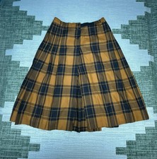 Escada by Margaretha Ley A Line Pleated Wool Skirt Womens 42 Multi Plaid Casual