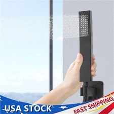 Matte Black Hand Held Shower Head With Wall Connector And 4.9ft Hose Set Square