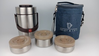 Semme 2000ml Stainless Steel Vacuum Insulated Lunch Box, Double Layer Food .....