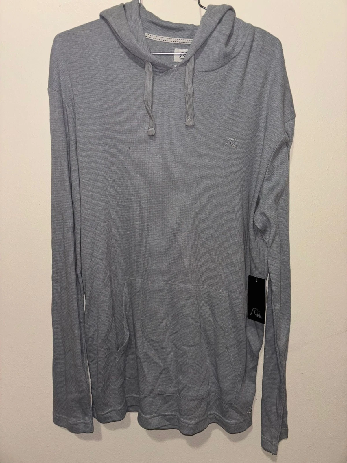 Quiksilver Thermo Hoodie Sweatshirt Jacket Mens M LS Gray Thermal New Surf Skate