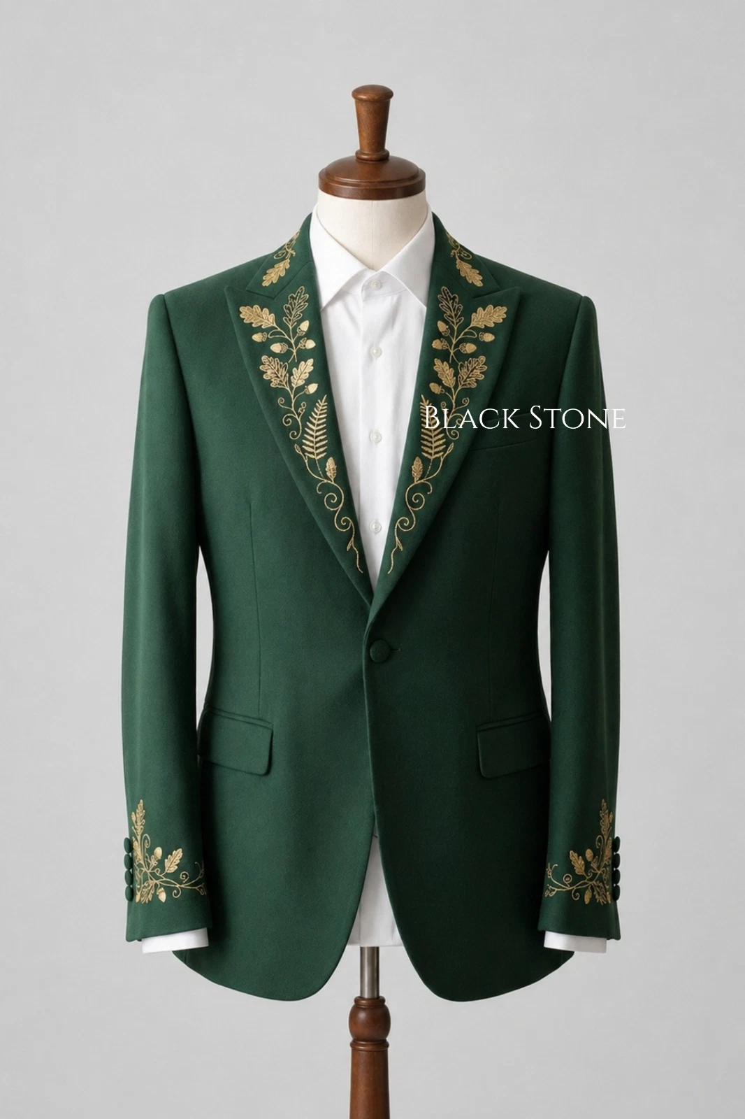 Men’s 2Pc Green Floral Embroidered Western Suit – Custom Blazer Pant Wedding Set