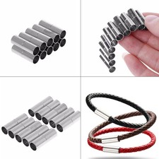 10 Silver Bracelet Necklace Cylinder Magnetic Clasps End Caps Fit 3mm-6mm Cord