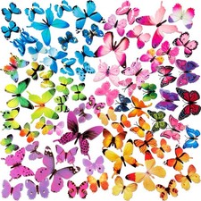 120PCS 3D Colorful Butterfly Wall Stickers, Butterfly Wall Decals, Removable ...