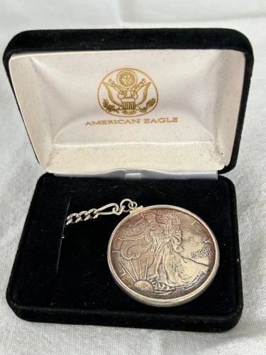 1996 WALKING LIBERTY AMERICAN EAGLE 1OZ FINE SILVER DOLLAR COIN KEY CHAIN MOUNT