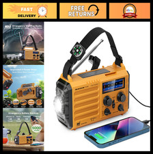 Portable Emergency Weather Radio - 5-Way Powered NOAA, AM/FM/SW, Solar Hand Cran