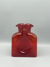 Blenko Handcraft/Glassblown 384 Water Bottle Made in USA "Ruby Red" Marked 2019