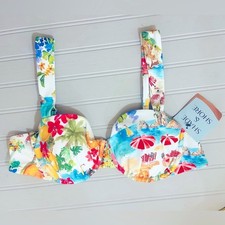 Shade  Shore Tropical Print Underwire Bikini Swim Top Womens 38C Multicolor NWT