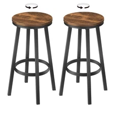 Bar Stools, Set of 2 Swivel Bar Stools, Round Bar Chairs with Footrest, 26.4"...