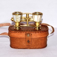 Antique Brass Opera Glasses White Mother of Pearl Handle Binoculars
