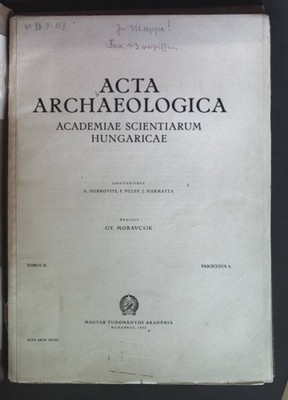 Acta Archaeologica - Academiae scientiarum hungaricae: Tomus II, Fasciculus 4. D