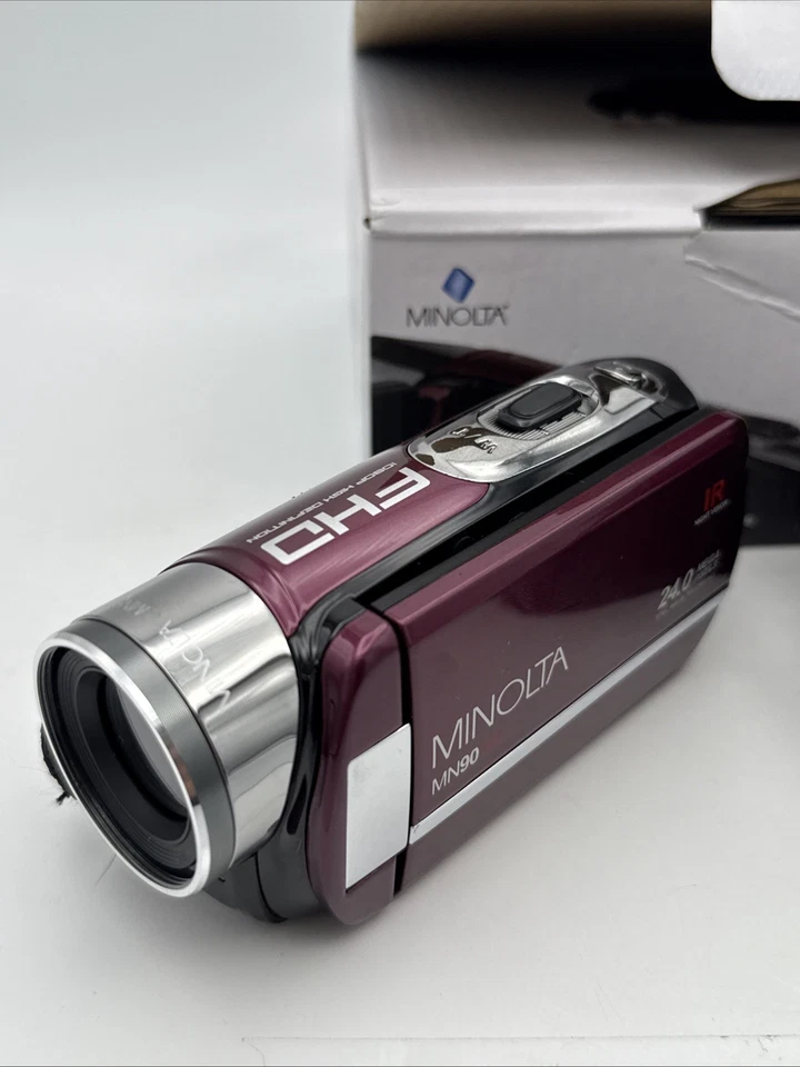 Minolta MN90NV 1080p HD Touchscreen Camcorder Maroon Purple New Open Box - Image 3 of 4